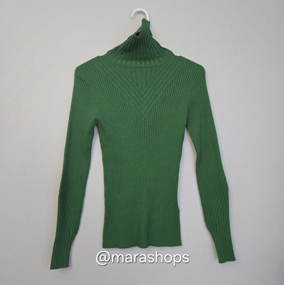 Varley Esme Rib Roll Neck Green Turtleneck Sweater - Picture 2 of 7